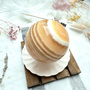 Gorgeous Banded Orange Calcite Sphere